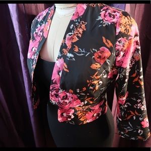 Charlotte Russe Decorative Floral Open Blazer